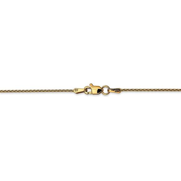 1.2mm, 14k Yellow Gold, Solid Parisian Wheat Chain Necklace, 20 Inch - Picture 4 of 8